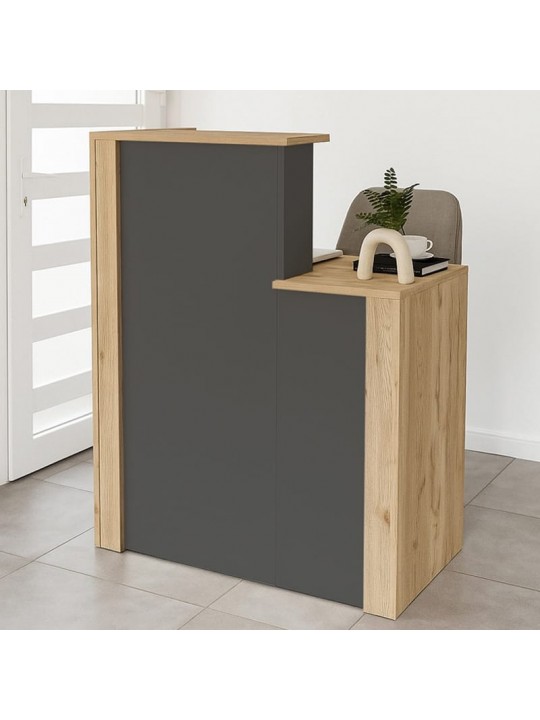 Γραφείο υποδοχής - reception Enter Megapap χρώμα sepet oak - ανθρακί 86,9x40x110,3εκ.