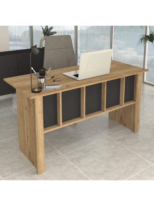 Γραφείο εργασίας Nika Megapap χρώμα sepet oak - ανθρακί 140x60x75εκ.