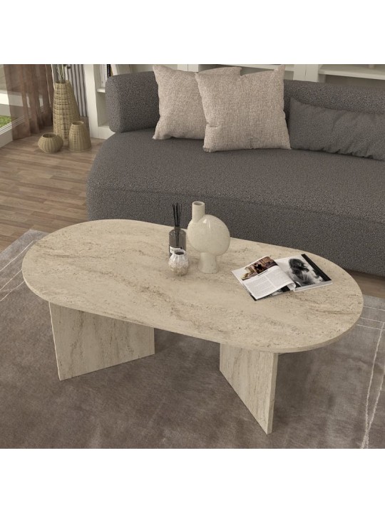 Τραπεζάκι σαλονιού Cortado Megapap χρώμα travertine 120x60x39,6εκ.