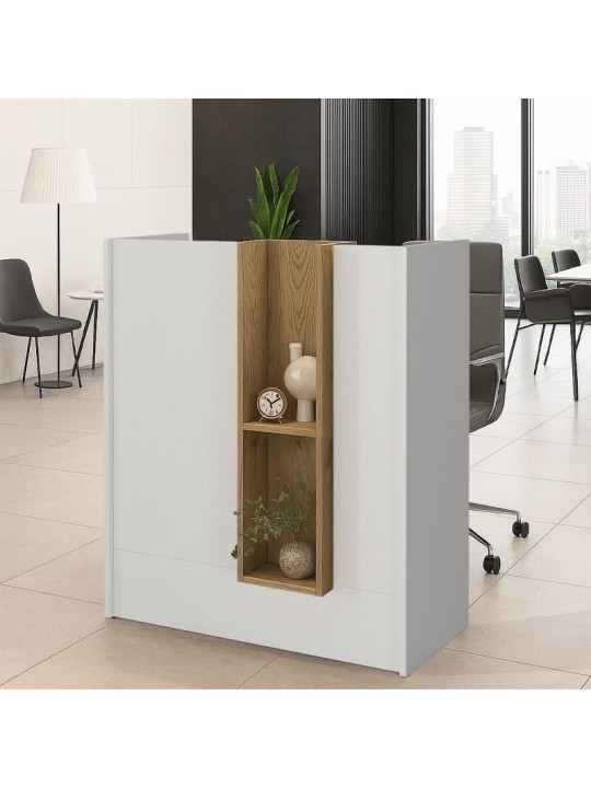 Γραφείο υποδοχής - reception Bonveno Megapap χρώμα λευκό - sepet oak 90x43,2x110εκ.