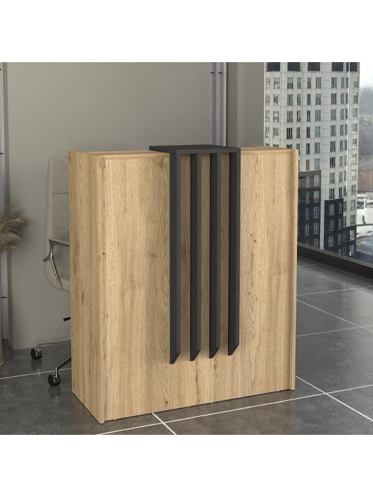Γραφείο υποδοχής - reception Hola Megapap χρώμα sepet oak - ανθρακί 93,6x45,2x110,3εκ.