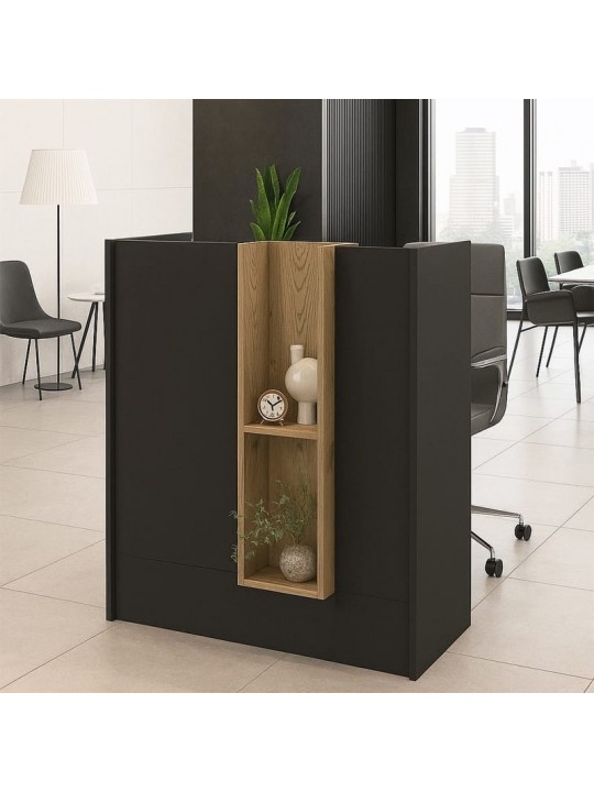 Γραφείο υποδοχής - reception Bonveno Megapap χρώμα ανθρακί - sepet oak 90x43,2x110εκ.