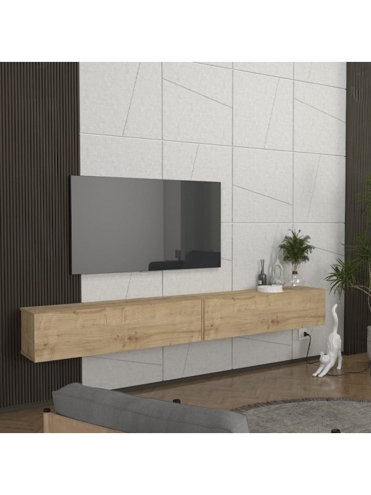 Έπιπλο τηλεόρασης επιτοίχιο Espanse Megapap χρώμα sapphire oak 241,8x31,7x30εκ.