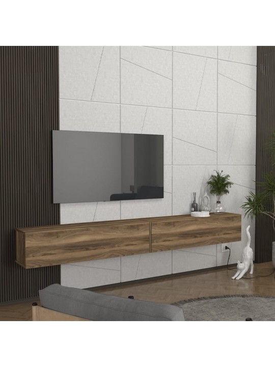 Έπιπλο τηλεόρασης επιτοίχιο Espanse Megapap χρώμα καρυδί 241,8x31,7x30εκ.