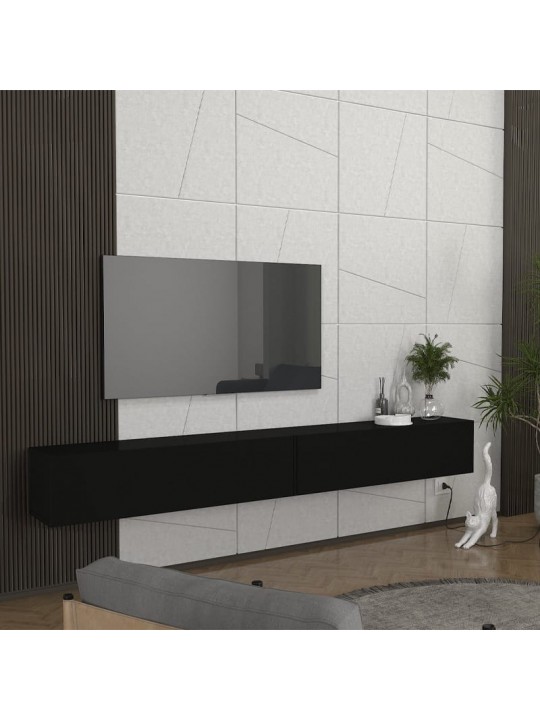 Έπιπλο τηλεόρασης επιτοίχιο Espanse Megapap χρώμα μαύρο 241,8x31,7x30εκ.