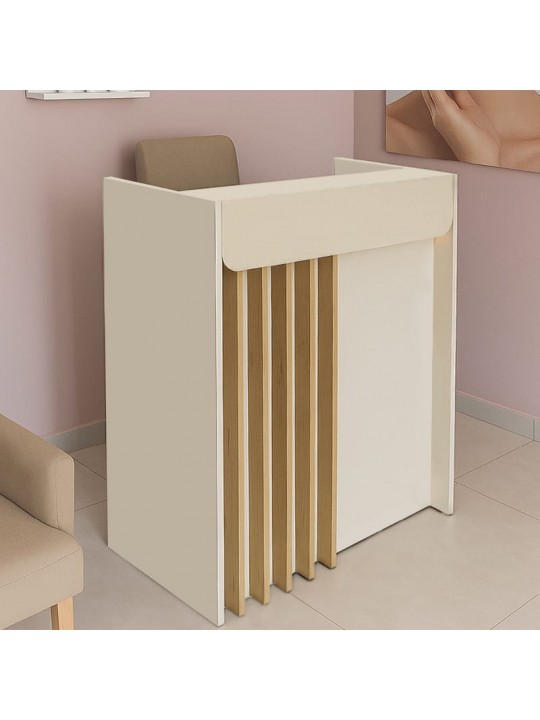 Γραφείο υποδοχής - reception Karibu Megapap με LED χρώμα sandstone - sepet oak 90x40x100εκ.