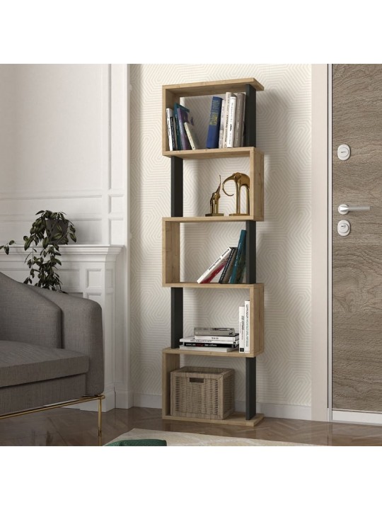 Βιβλιοθήκη Alvina Megapap χρώμα sapphire oak - ανθρακί 45x19,6x158,8εκ.