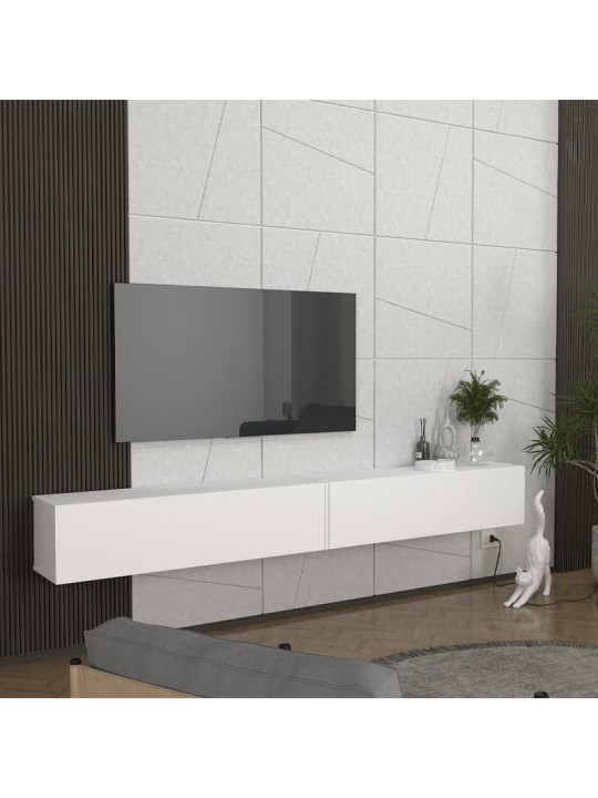 Έπιπλο τηλεόρασης επιτοίχιο Espanse Megapap χρώμα λευκό 241,8x31,7x30εκ.