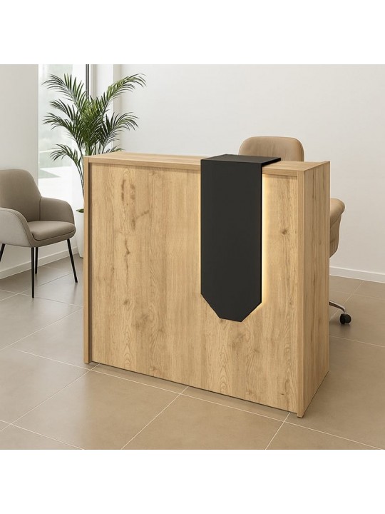 Γραφείο υποδοχής - reception Navita Megapap με LED χρώμα sepet oak - ανθρακί 113,6x42x111,8εκ.
