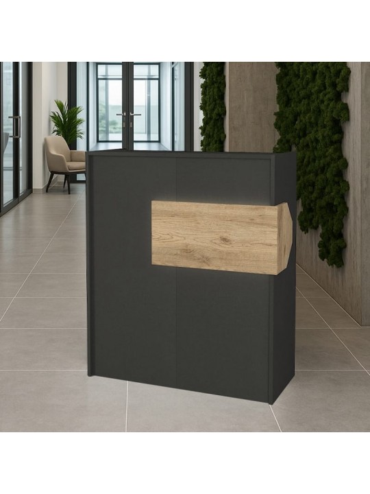 Γραφείο υποδοχής - reception Aloha Megapap με LED χρώμα ανθρακί - sepet oak 95,5x40x110,3εκ.
