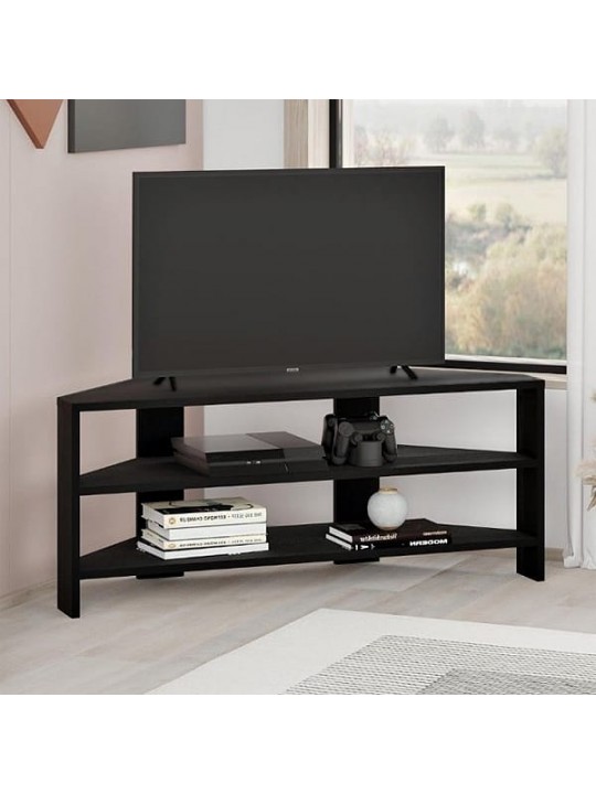 Έπιπλο τηλεόρασης γωνιακό Thales Megapap χρώμα black wood 110x36x45εκ.