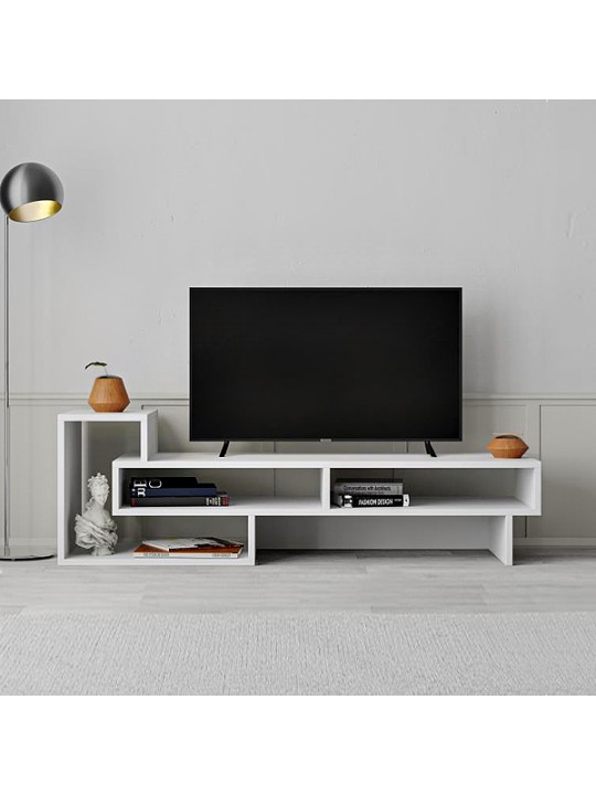 Έπιπλο τηλεόρασης Tetra Megapap χρώμα λευκό 136,7x40x42εκ.