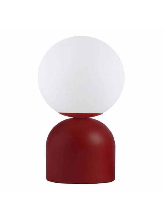 Φωτιστικό επιτραπέζιο Albus Megapap E14 μεταλλικό - γυάλινο χρώμα μπορντώ - λευκό Ø13x28εκ.