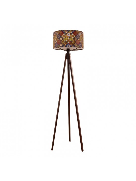 Φωτιστικό δαπέδου Rosling Megapap Mdf/ύφασμα Pvc χρώμα καρυδί - πολύχρωμο 38x38x140εκ.