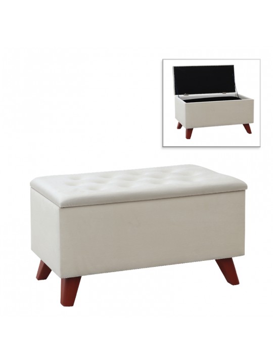 Σκαμπώ - Ταμπουρέ Lotus Megapap βελούδινο χρώμα κρεμ 90x40x50εκ.