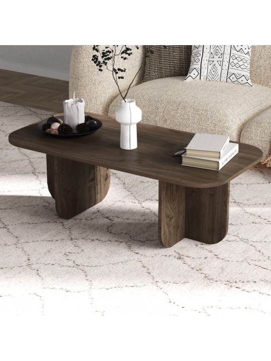 Τραπεζάκι σαλονιού Becaj Megapap χρώμα καρυδί 120x60x41,4εκ.