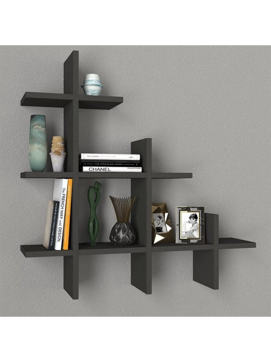 Ραφιέρα τοίχου Juke Megapap χρώμα ανθρακί 81,8x18x80εκ.