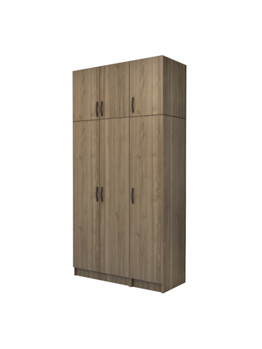 Ντουλάπα ρούχων Vivian Megapap τρίφυλλη με πατάρι χρώμα καρυδί 120x51,8x240εκ.