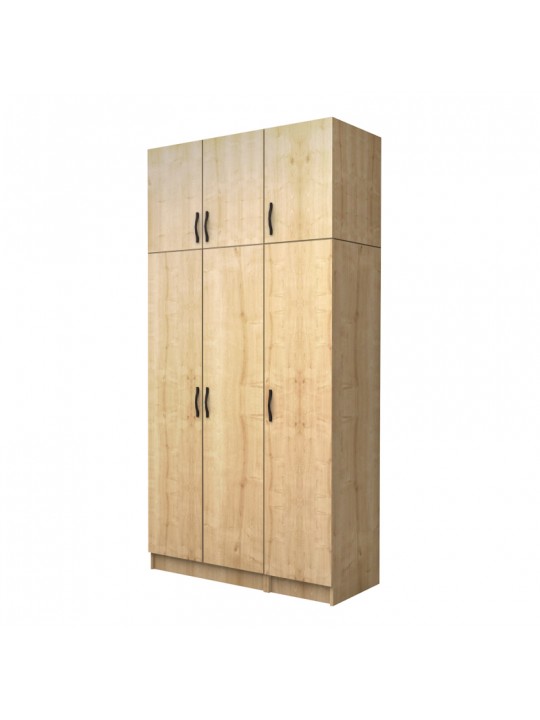 Ντουλάπα ρούχων Vivian Megapap τρίφυλλη με πατάρι χρώμα φυσικό οξιάς 120x51,8x240εκ.