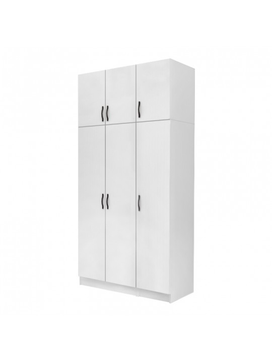 Ντουλάπα ρούχων Vivian Megapap τρίφυλλη με πατάρι χρώμα λευκό 120x51,8x240εκ.