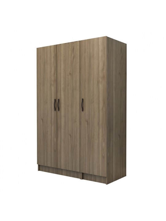 Ντουλάπα ρούχων Vivian Megapap τρίφυλλη χρώμα καρυδί 120x51,8x181εκ.