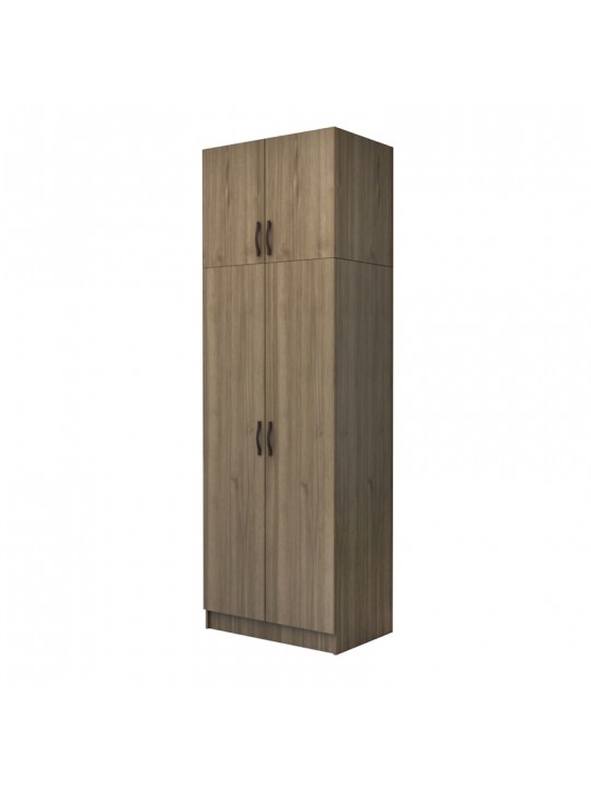 Ντουλάπα ρούχων Vivian Megapap δίφυλλη με πατάρι χρώμα καρυδί 80x51,8x240εκ.