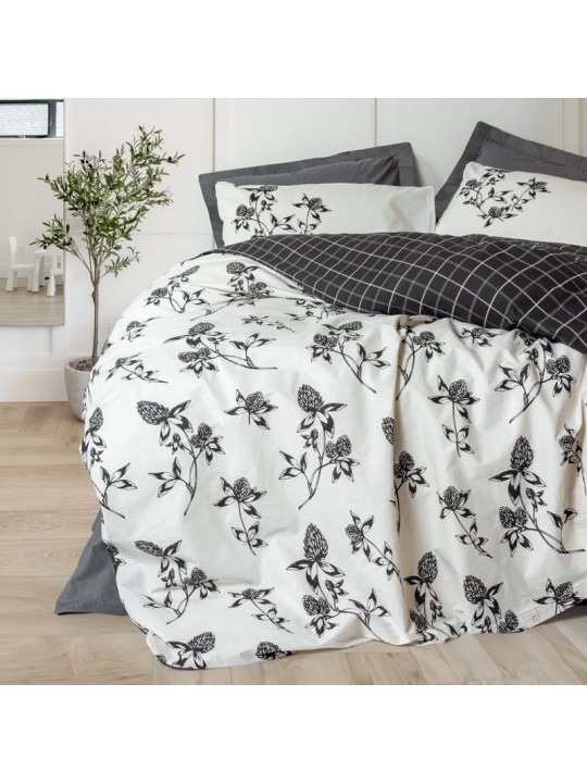 Σετ παπλωματοθήκη Ohia Cotton Box 4 τμχ Διπλή (200x220) χρώμα ανθρακί