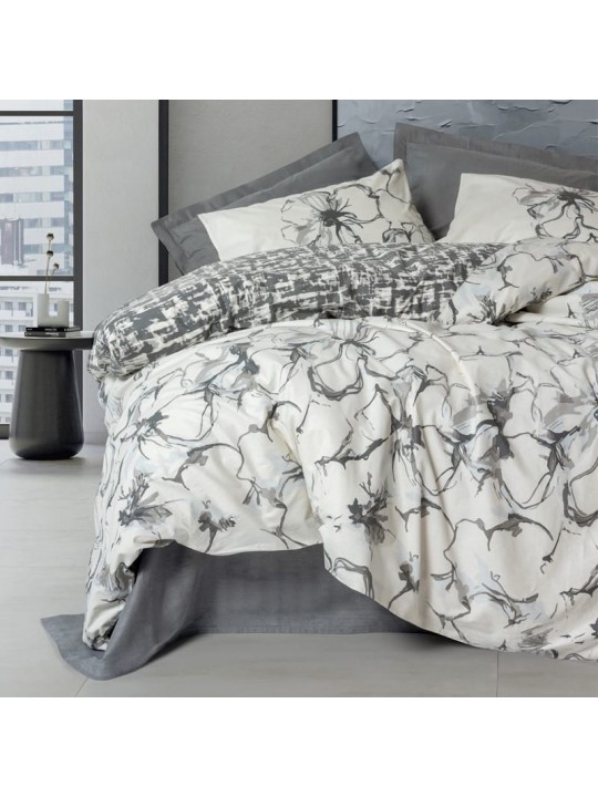 Σετ παπλωματοθήκη Hilaris Cotton Box 4 τμχ Διπλή (200x220) χρώμα ανθρακί