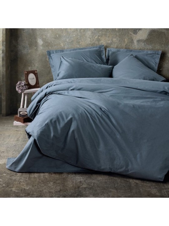 Σετ παπλωματοθήκη Plain Cotton Box 4 τμχ Διπλή (200x220) χρώμα ανθρακί