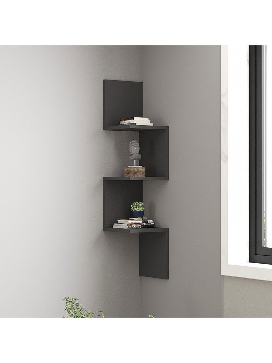 Ραφιέρα τοίχου Zikzak Megapap χρώμα ανθρακί 25x25x105,4εκ.