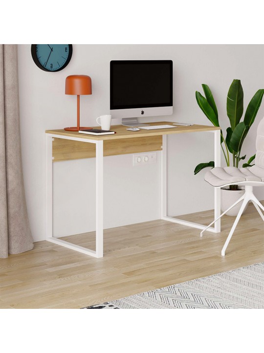 Γραφείο εργασίας Inna Megapap χρώμα sapphire oak - λευκό 100x60x75εκ.