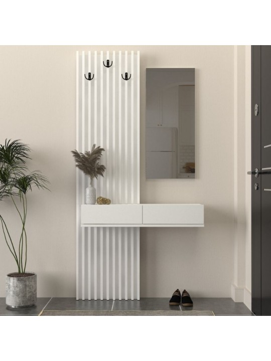 Έπιπλο εισόδου Elois Megapap χρώμα λευκό 96,6x26,8x195,5εκ.