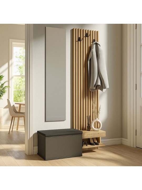 Έπιπλο εισόδου Dumont Megapap χρώμα ανθρακί - sepet oak 104,8x35x198εκ.