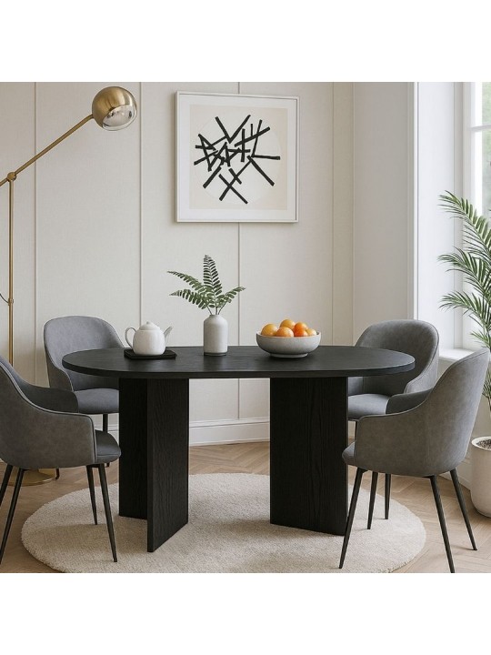 Τραπέζι Cortado Megapap χρώμα sencron black 138x80x75εκ.