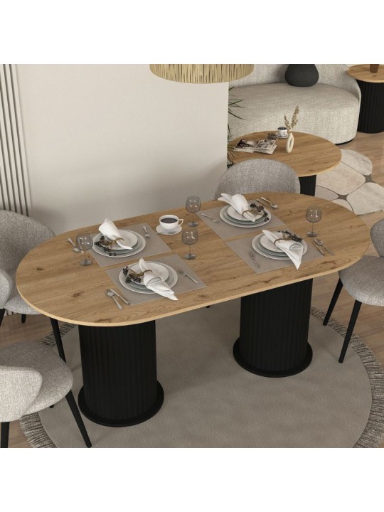 Τραπέζι Bohema Megapap χρώμα μαύρο - sepet oak 180x90x77,7εκ.