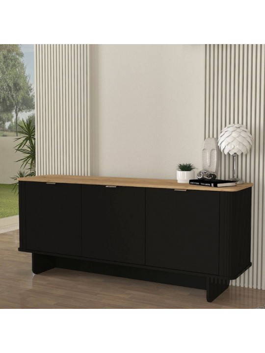 Μπουφές Bohema Megapap χρώμα μαύρο - sepet oak 180x47x76,6εκ.