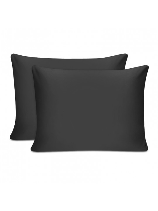 Μαξιλαροθήκες ύπνου Tonne Cotton Box Σετ 2 τμχ χρώμα μαύρο 50x80εκ.