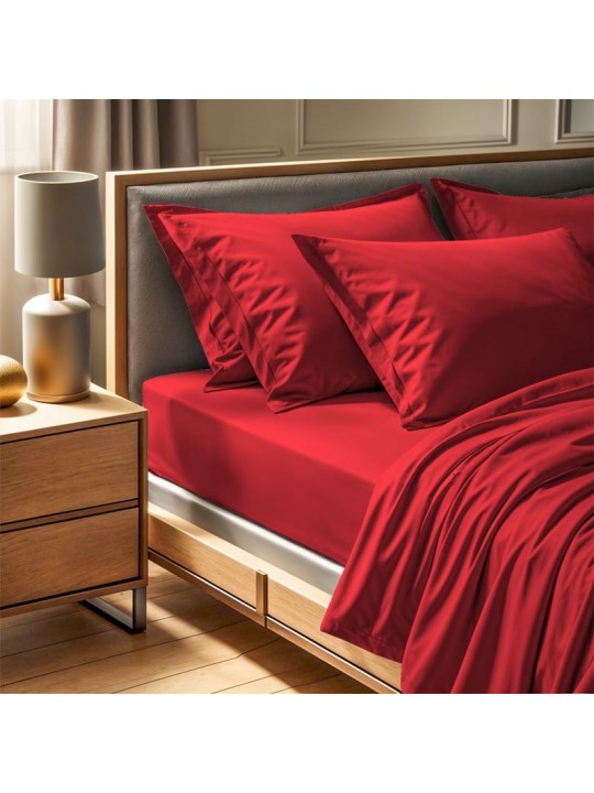 Σεντόνι Tonne Cotton Box Μονό (180x240) χρώμα κόκκινο