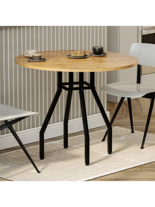 Τραπέζι Roma Megapap χρώμα pine oak Ø80x75εκ.