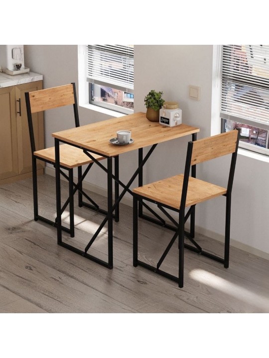 Τραπεζαρία Maysa Megapap Σετ 3 τμχ χρώμα pine oak 72,5x52,5x71,8εκ.