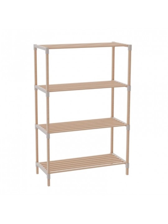 Ραφιέρα δαπέδου ξύλινη - πλαστική χρώμα φυσικό - μπεζ 65x30x116εκ.