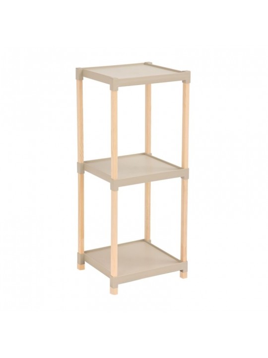 Ραφιέρα δαπέδου πλαστική - ξύλινη χρώμα φυσικό - μπεζ 28x25x72εκ.