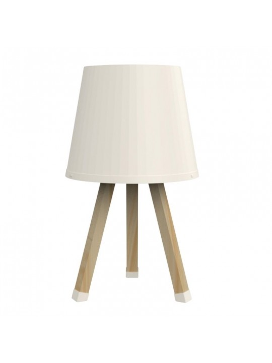 Φωτιστικό επιτραπέζιο ξύλινο - πλαστικό χρώμα μπεζ Ø18x34εκ.