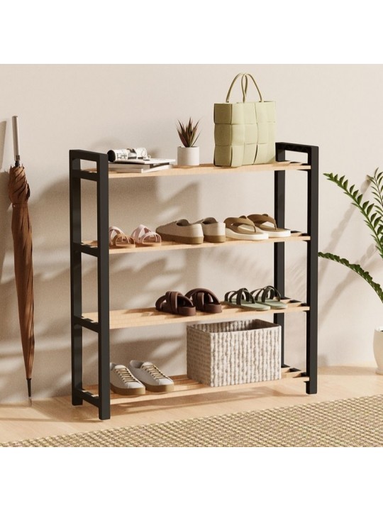 Παπουτσοθήκη ξύλινη - πλαστική χρώμα φυσικό - μαύρο 66x20x68εκ.