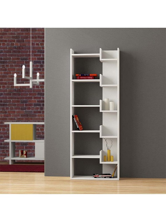 Βιβλιοθήκη Oppa Megapap χρώμα λευκό 60x22x162εκ.