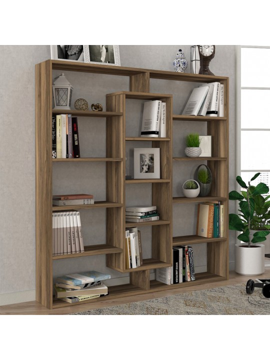 Βιβλιοθήκη Ample Megapap χρώμα καρυδί 125x22x135,7εκ.