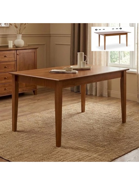 Τραπέζι Adare Megapap μασίφ ξύλο-MDF επεκτεινόμενο χρώμα καρυδί 140/180x78x77εκ.