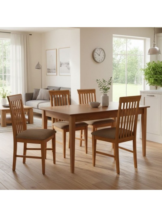 Σετ τραπεζαρίας Adare-Francis Megapap 5 τμχ μασίφ ξύλο-MDF με επεκτεινόμενο τραπέζι 140/180x78x77εκ.