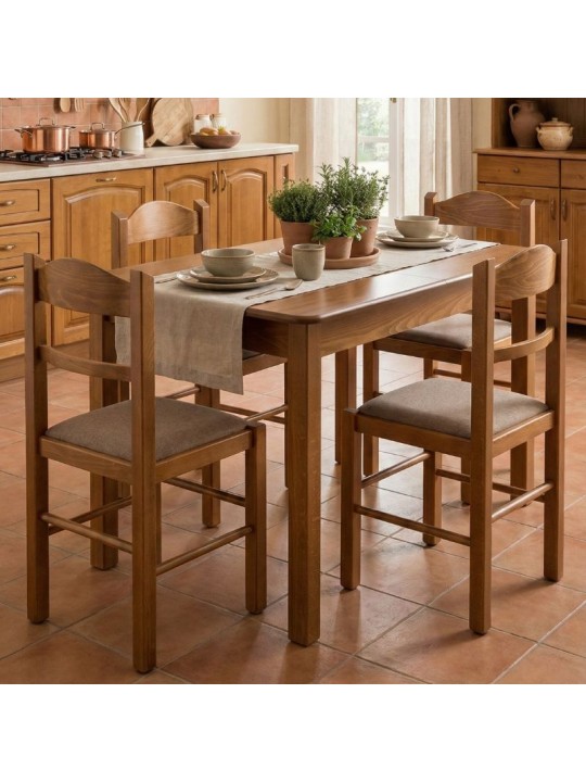 Σετ τραπεζαρίας Bergen-Virginia Megapap 5 τμχ μασίφ ξύλο-MDF με επεκτεινόμενο τραπέζι 120/150x68x77εκ.