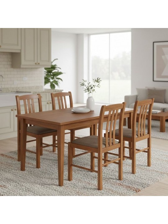 Σετ τραπεζαρίας Adare Megapap 5 τμχ μασίφ ξύλο - MDF με επεκτεινόμενο τραπέζι 140/180x78x77εκ.